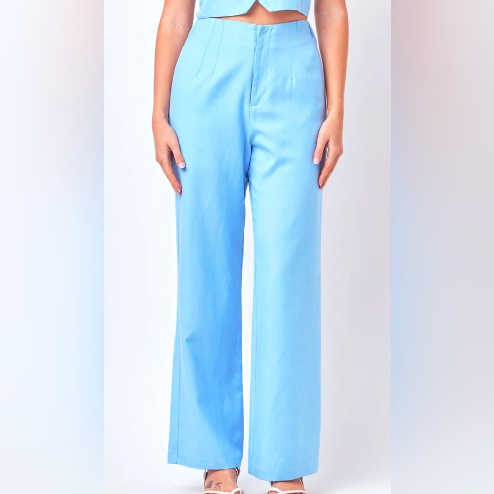 English Factory Sky Blue Wide-Leg Pants